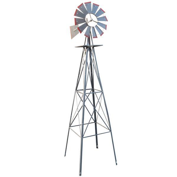 grey and red decorative windmill